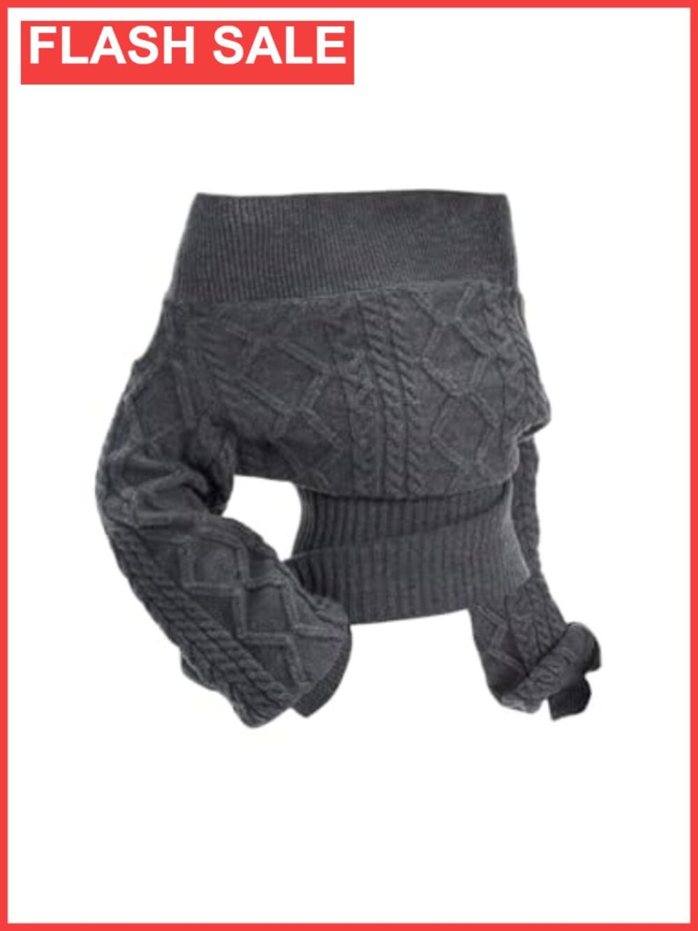 Off Shoulder Cable Knit Sweater Cinched Waist Pullover